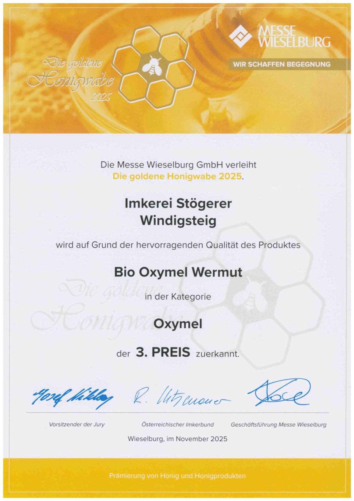 Auszeichnung Oxymel Wermut