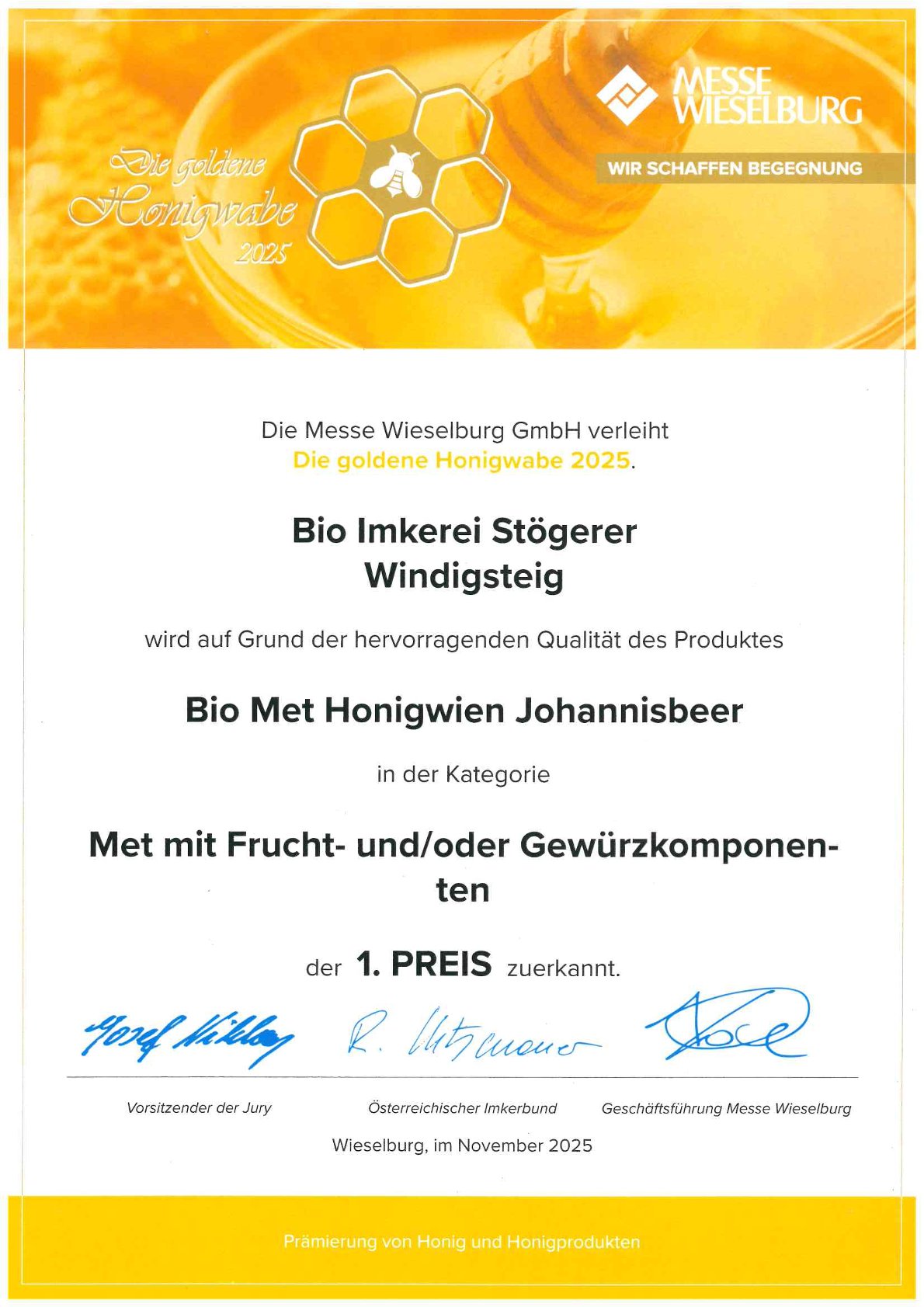 Auszeichnung Ribisel Met